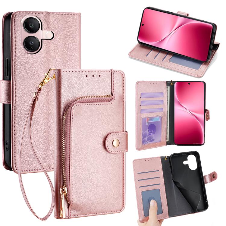 Custodia per cellulare in pelle con cerniera per Vivo S50 5G e modelli