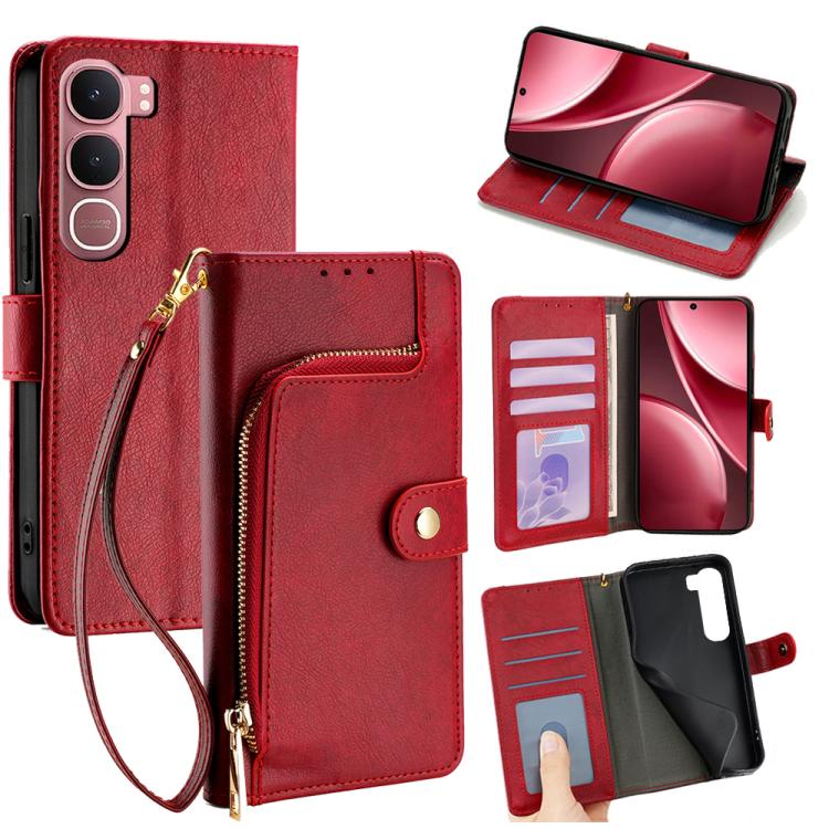 Custodia per cellulare in pelle con cerniera per Vivo S50 5G e modelli