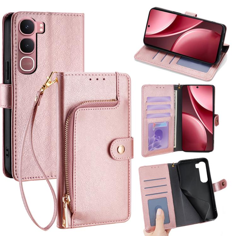 Custodia per cellulare in pelle con cerniera per Vivo S50 5G e modelli