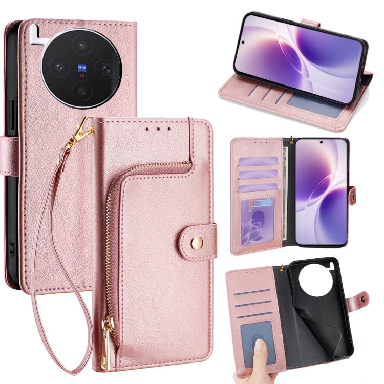 Custodia per cellulare in pelle con cerniera per Vivo X300s e modelli