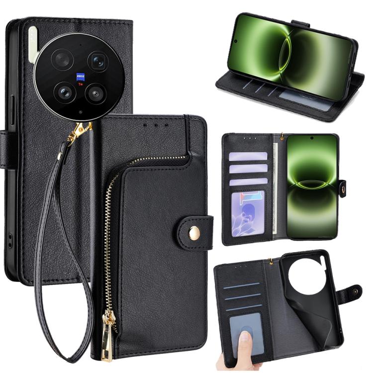 Custodia per cellulare in pelle con cerniera per Vivo X300s e modelli