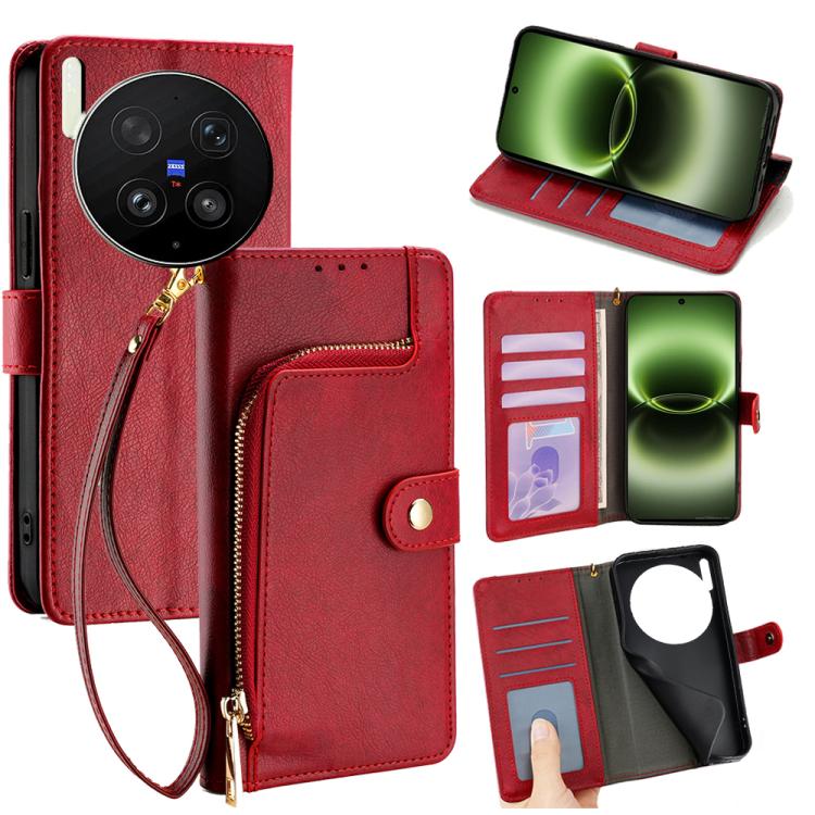 Custodia per cellulare in pelle con cerniera per Vivo X300s e modelli