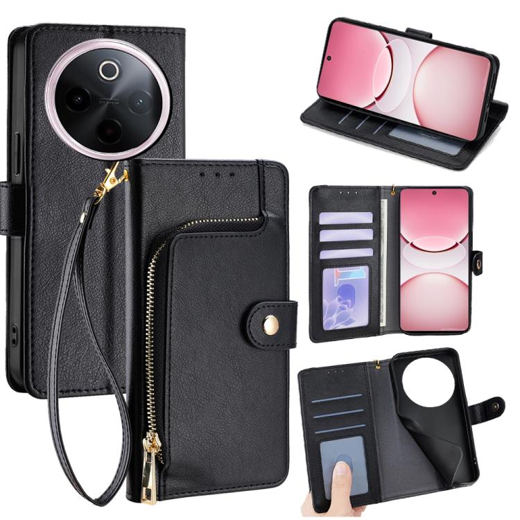 Custodia per cellulare in pelle con cerniera, For vivo V50 5G, For vivo X200 Pro 5G, For vivo Y300 Pro 5G, For vivo S19 Pro, For vivo S19, For vivo Y28 4G