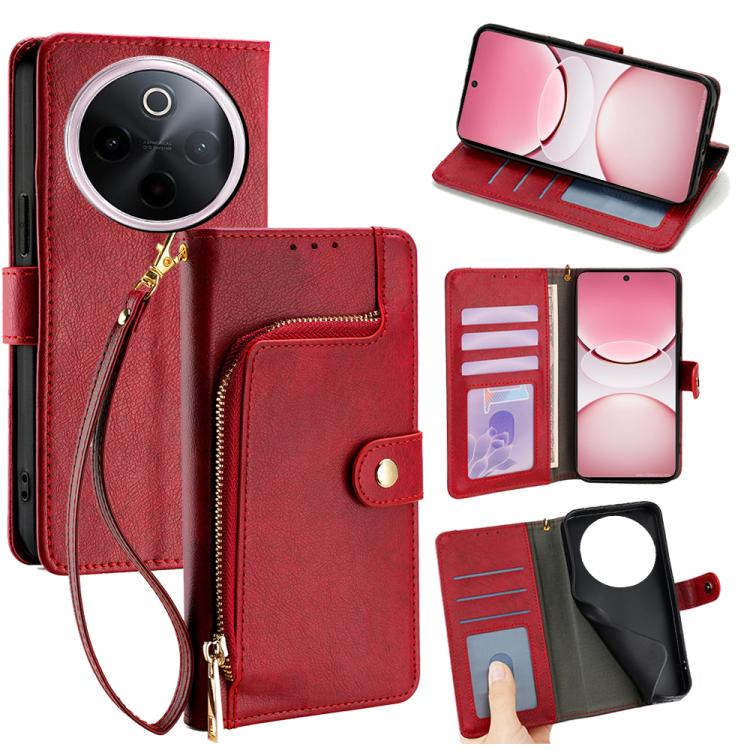 Custodia per cellulare in pelle con cerniera, For vivo V50 5G, For vivo X200 Pro 5G, For vivo Y300 Pro 5G, For vivo S19 Pro, For vivo S19, For vivo Y28 4G