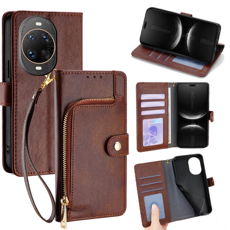Custodia per cellulare in pelle con cerniera, For Huawei Mate 80 5G, For Huawei Maimang 40 5G, For Huawei Pura 80 5G, For Huawei nova 14 Ultra 5G, For Huawei nova 14 Pro 5G, For Huawei nova 14 5G