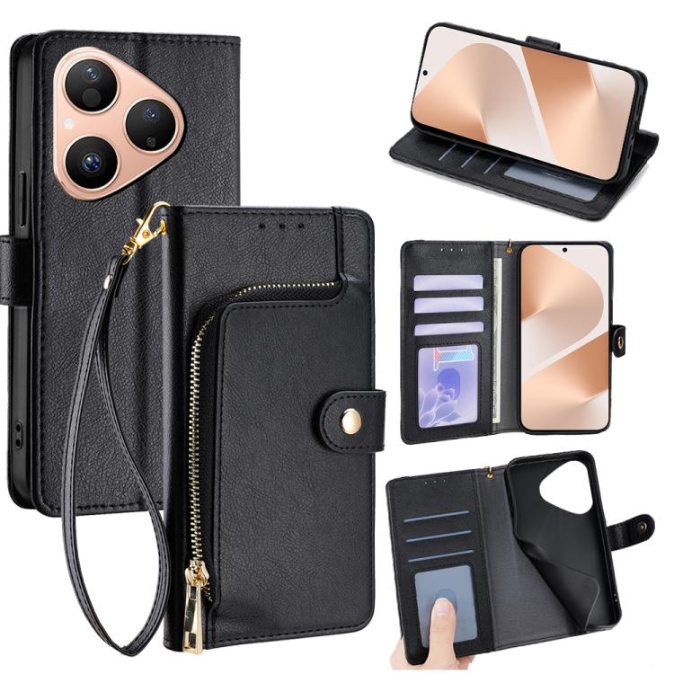Custodia per cellulare in pelle con cerniera, For Huawei Mate 80 5G, For Huawei Maimang 40 5G, For Huawei Pura 80 5G, For Huawei nova 14 Ultra 5G, For Huawei nova 14 Pro 5G, For Huawei nova 14 5G