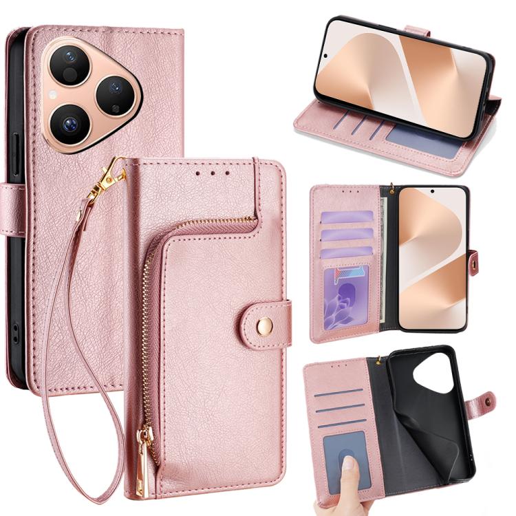 Custodia per cellulare in pelle con cerniera, For Huawei Mate 80 5G, For Huawei Maimang 40 5G, For Huawei Pura 80 5G, For Huawei nova 14 Ultra 5G, For Huawei nova 14 Pro 5G, For Huawei nova 14 5G