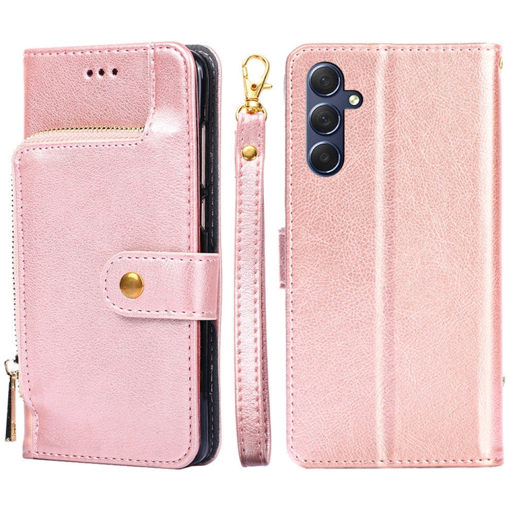 Custodia portafoglio in pelle con cerniera per Samsung Galaxy M55