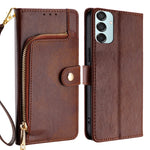Custodia portafoglio in pelle con cerniera per Samsung Galaxy M55