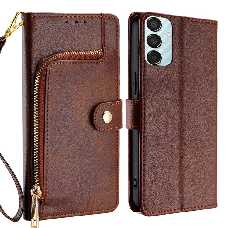 Custodia portafoglio in pelle con cerniera per Samsung Galaxy M55