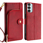 Custodia portafoglio in pelle con cerniera per Samsung Galaxy M55