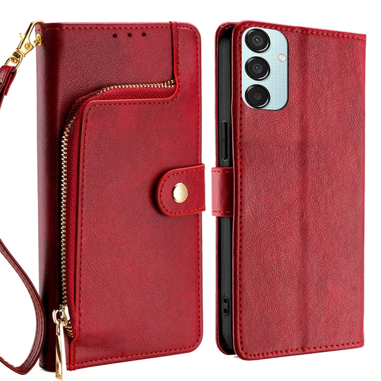 Custodia portafoglio in pelle con cerniera per Samsung Galaxy M55