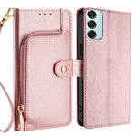 Custodia portafoglio in pelle con cerniera per Samsung Galaxy M55