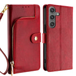 Custodia portafoglio in pelle con cerniera per Samsung Galaxy M55
