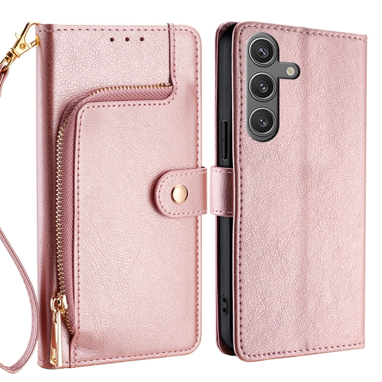 Custodia portafoglio in pelle con cerniera per Samsung Galaxy M55