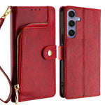 Custodia portafoglio in pelle con cerniera per Samsung Galaxy M55
