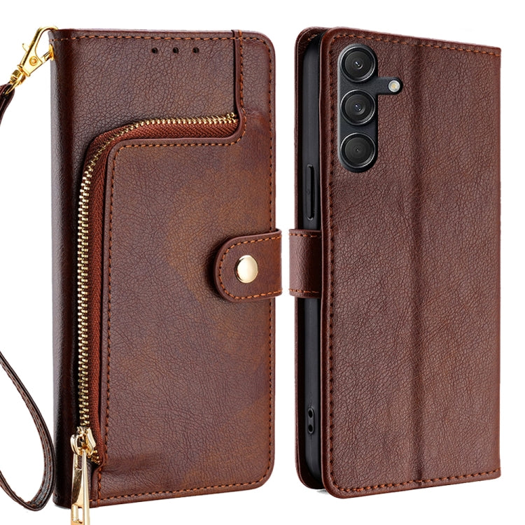 Custodia portafoglio in pelle con cerniera per Samsung Galaxy M55