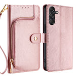 Custodia portafoglio in pelle con cerniera per Samsung Galaxy M55