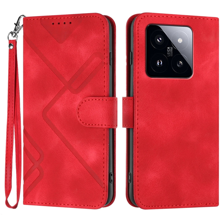 Custodia per cellulare in pelle con motivo a linea, For Xiaomi 14 Pro, For Xiaomi 14, For Xiaomi Redmi K70, For Xiaomi Redmi Note 12 Pro 4G/5G Global