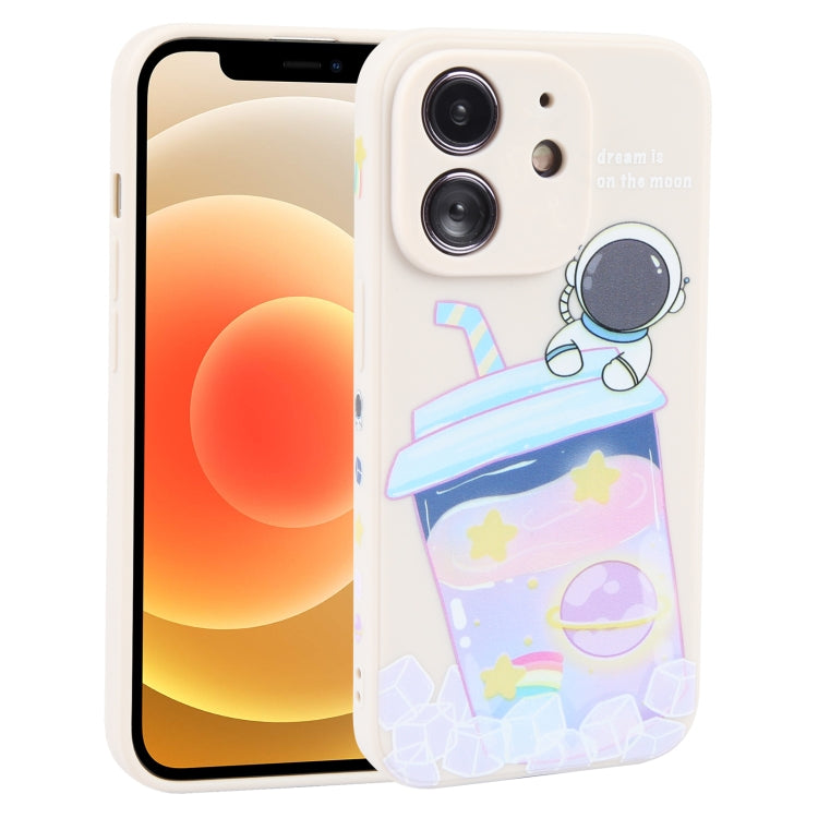 Custodia per cellulare in silicone liquido modello astronauta al latte, For iPhone 12, For iPhone 12 Pro Max, For iPhone 12 Pro, For iPhone 11 Pro Max, For iPhone 11, For iPhone 11 Pro, For iPhone XS / X, For iPhone XR, For iPhone XS Max���������������...