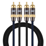 EMK 2 x RCA maschio a 2 x RCA maschio connettore placcato oro cavo audio coassiale a treccia di nylon per TV/amplificatore/home theater/DVD, 1m, 1.5m, 2m, 3m, 5m