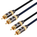 EMK 2 x RCA maschio a 2 x RCA maschio connettore placcato oro cavo audio coassiale a treccia di nylon per TV/amplificatore/home theater/DVD, 1m, 1.5m, 2m, 3m, 5m