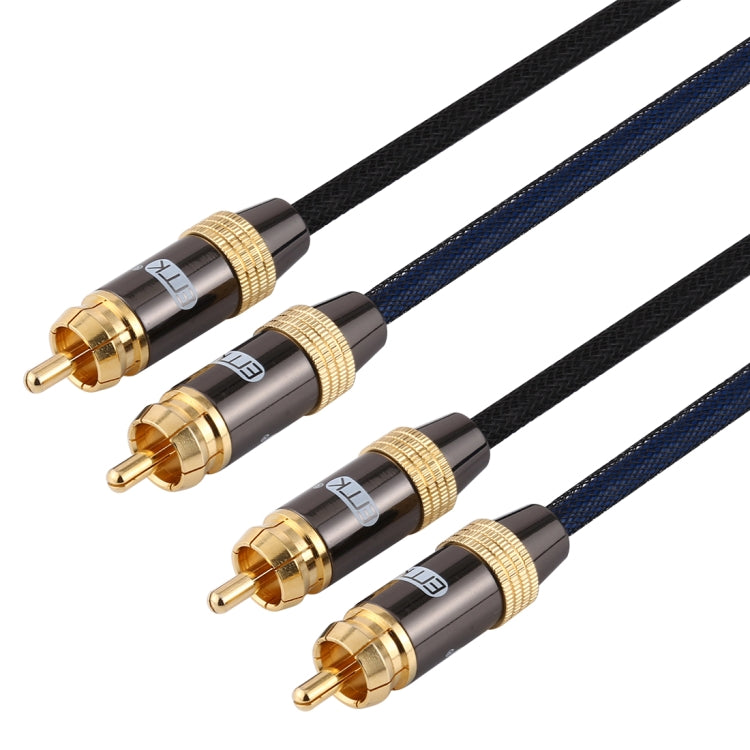 EMK 2 x RCA maschio a 2 x RCA maschio connettore placcato oro cavo audio coassiale a treccia di nylon per TV/amplificatore/home theater/DVD, 1m, 1.5m, 2m, 3m, 5m