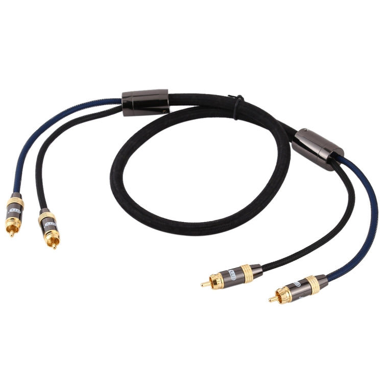 EMK 2 x RCA maschio a 2 x RCA maschio connettore placcato oro cavo audio coassiale a treccia di nylon per TV/amplificatore/home theater/DVD, 1m, 1.5m, 2m, 3m, 5m