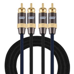 EMK 2 x RCA maschio a 2 x RCA maschio connettore placcato oro cavo audio coassiale a treccia di nylon per TV/amplificatore/home theater/DVD, 1m, 1.5m, 2m, 3m, 5m