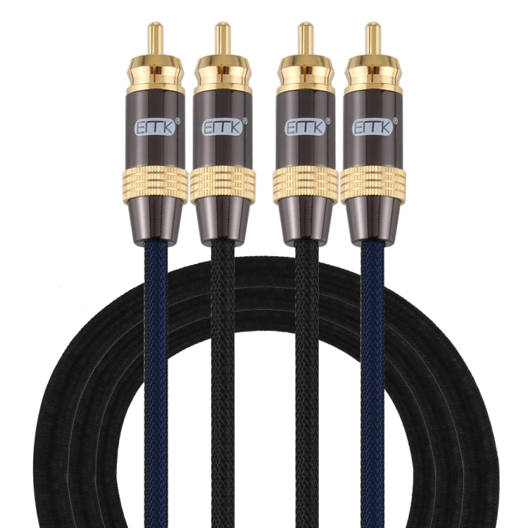 EMK 2 x RCA maschio a 2 x RCA maschio connettore placcato oro cavo audio coassiale a treccia di nylon per TV/amplificatore/home theater/DVD, 1m, 1.5m, 2m, 3m, 5m