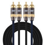 EMK 2 x RCA maschio a 2 x RCA maschio connettore placcato oro cavo audio coassiale a treccia di nylon per TV/amplificatore/home theater/DVD, 1m, 1.5m, 2m, 3m, 5m