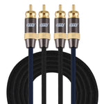 EMK 2 x RCA maschio a 2 x RCA maschio connettore placcato oro cavo audio coassiale a treccia di nylon per TV/amplificatore/home theater/DVD, 1m, 1.5m, 2m, 3m, 5m