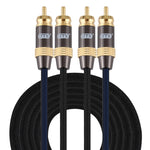 EMK 2 x RCA maschio a 2 x RCA maschio connettore placcato oro cavo audio coassiale a treccia di nylon per TV/amplificatore/home theater/DVD, 1m, 1.5m, 2m, 3m, 5m