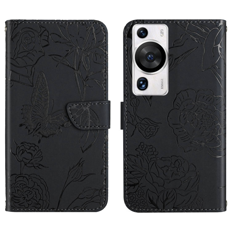 Custodia in pelle con supporto e fessure per carte per Huawei P60 Pro