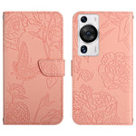 Custodia in pelle con supporto e fessure per carte per Huawei P60 Pro