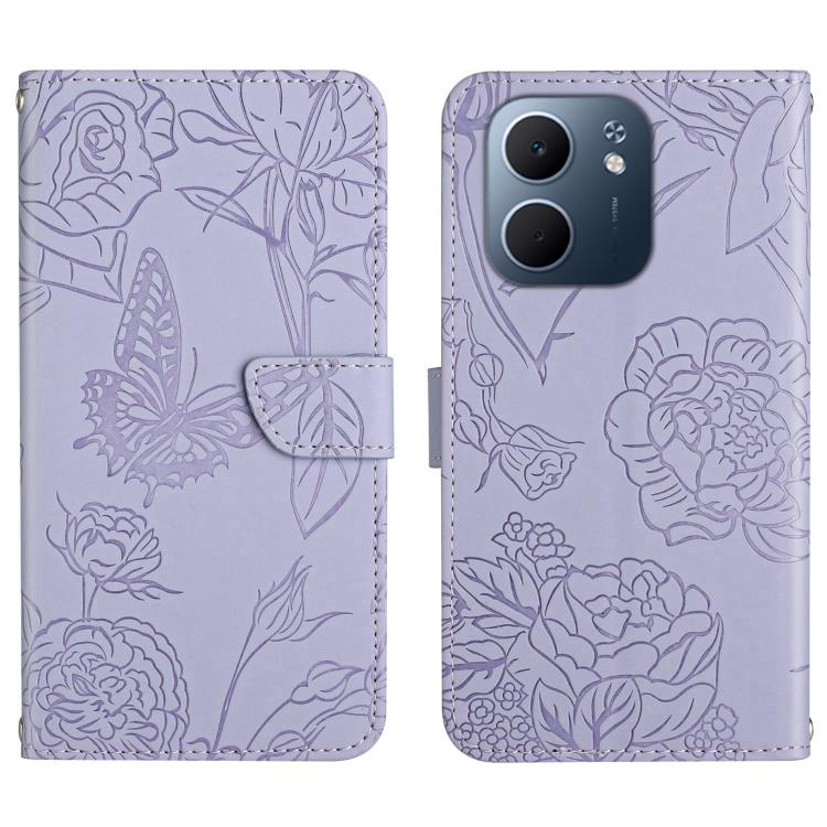 HT03 Cassa del telefono di cuoio di vibrazione impressa farfalla di sensibilità della pelle, For OPPO A5x 4G Global / 5G Global, For OPPO A5 5G Global, For OPPO Reno14 Pro 5G Global, For OPPO Reno14 5G Global