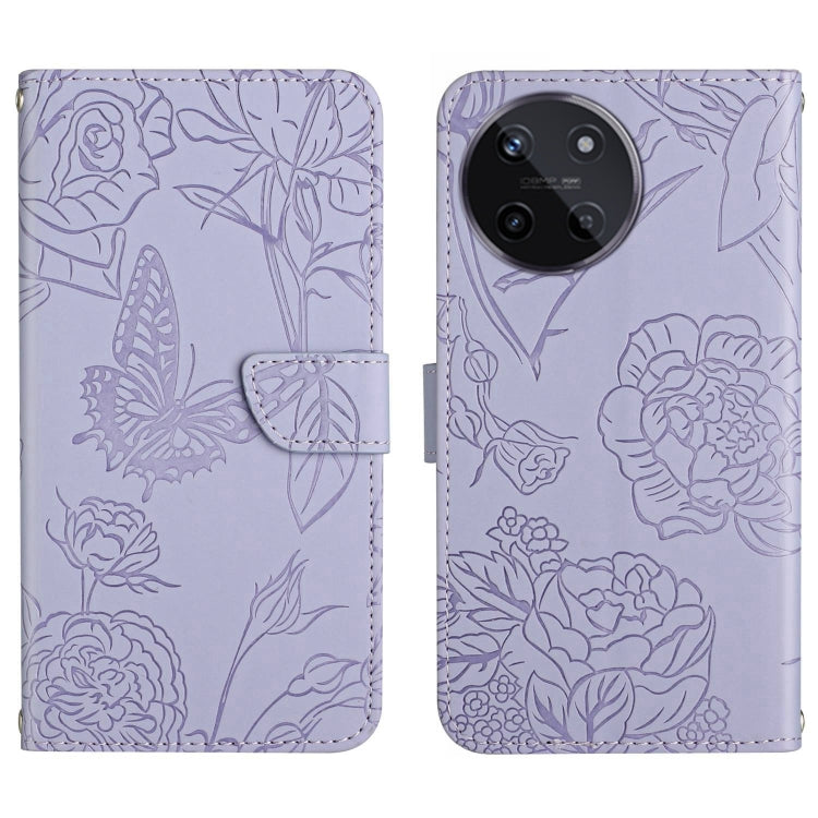 HT03 Cassa del telefono di cuoio di vibrazione impressa farfalla di sensibilità della pelle, For Realme 12+ Global, For Realme 12 Pro/12 Pro+ Global, For Realme 11 5G Global, For Realme 11 4G Global