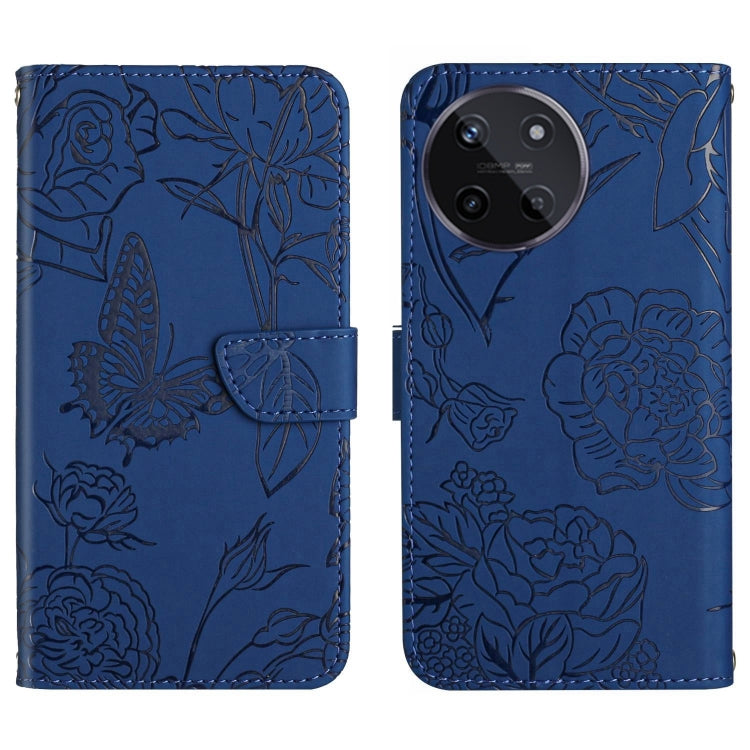 HT03 Cassa del telefono di cuoio di vibrazione impressa farfalla di sensibilità della pelle, For Realme 12+ Global, For Realme 12 Pro/12 Pro+ Global, For Realme 11 5G Global, For Realme 11 4G Global
