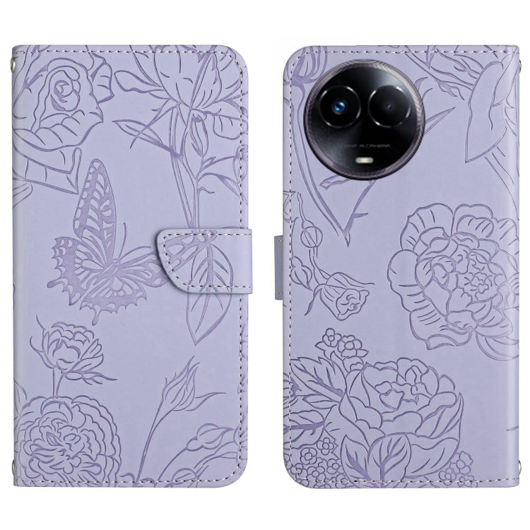 HT03 Cassa del telefono di cuoio di vibrazione impressa farfalla di sensibilità della pelle, For Realme 12+ Global, For Realme 12 Pro/12 Pro+ Global, For Realme 11 5G Global, For Realme 11 4G Global
