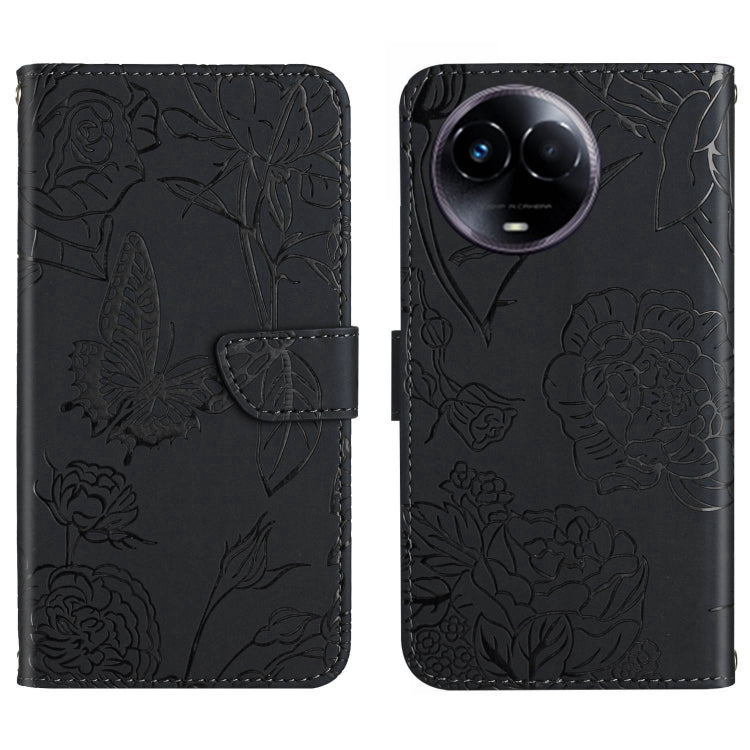 HT03 Cassa del telefono di cuoio di vibrazione impressa farfalla di sensibilità della pelle, For Realme 12+ Global, For Realme 12 Pro/12 Pro+ Global, For Realme 11 5G Global, For Realme 11 4G Global