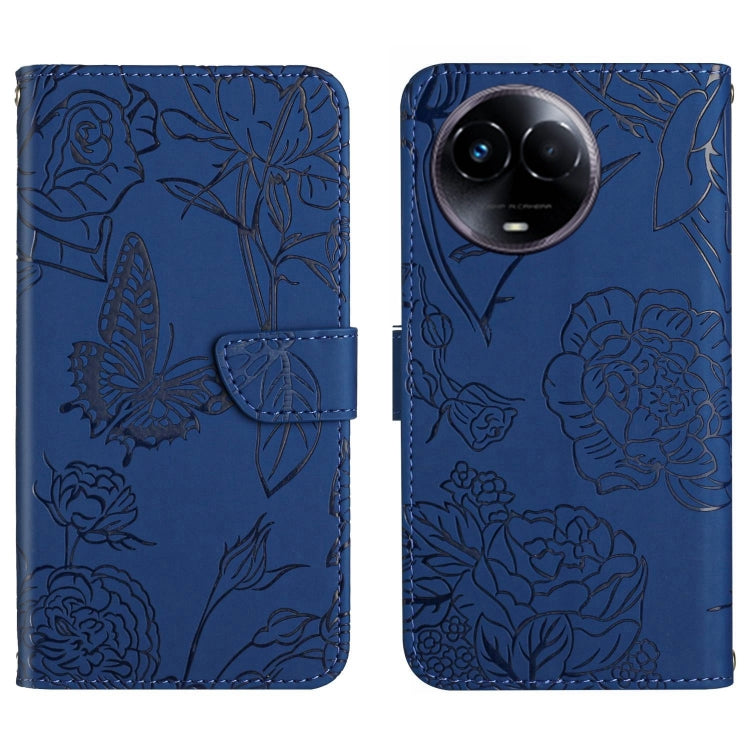 HT03 Cassa del telefono di cuoio di vibrazione impressa farfalla di sensibilità della pelle, For Realme 12+ Global, For Realme 12 Pro/12 Pro+ Global, For Realme 11 5G Global, For Realme 11 4G Global