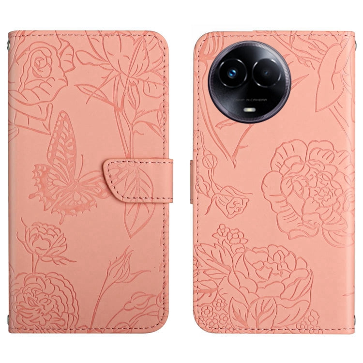 HT03 Cassa del telefono di cuoio di vibrazione impressa farfalla di sensibilità della pelle, For Realme 12+ Global, For Realme 12 Pro/12 Pro+ Global, For Realme 11 5G Global, For Realme 11 4G Global