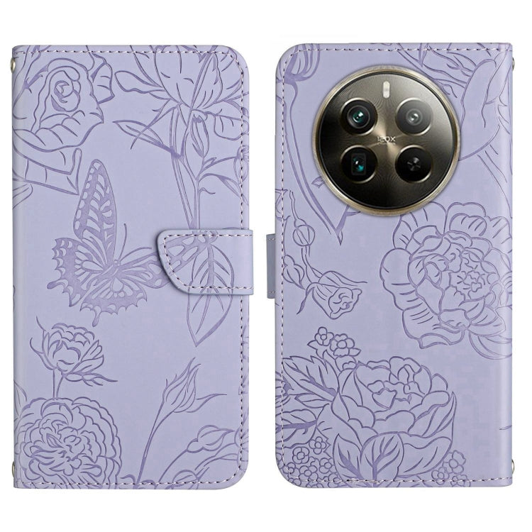HT03 Cassa del telefono di cuoio di vibrazione impressa farfalla di sensibilità della pelle, For Realme 12+ Global, For Realme 12 Pro/12 Pro+ Global, For Realme 11 5G Global, For Realme 11 4G Global