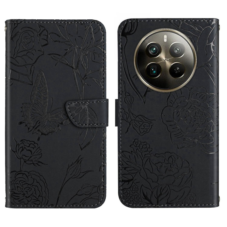 HT03 Cassa del telefono di cuoio di vibrazione impressa farfalla di sensibilità della pelle, For Realme 12+ Global, For Realme 12 Pro/12 Pro+ Global, For Realme 11 5G Global, For Realme 11 4G Global
