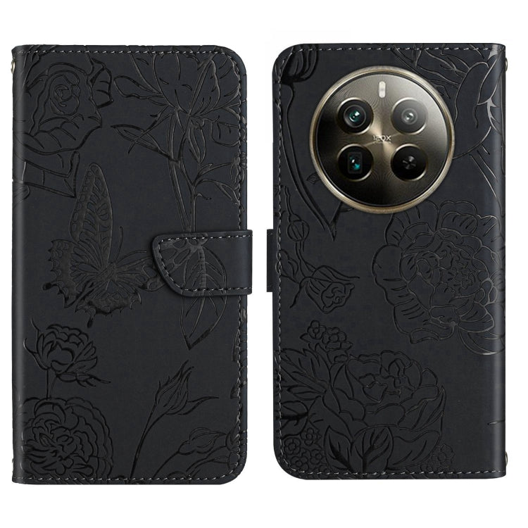 HT03 Cassa del telefono di cuoio di vibrazione impressa farfalla di sensibilità della pelle, For Realme 12+ Global, For Realme 12 Pro/12 Pro+ Global, For Realme 11 5G Global, For Realme 11 4G Global
