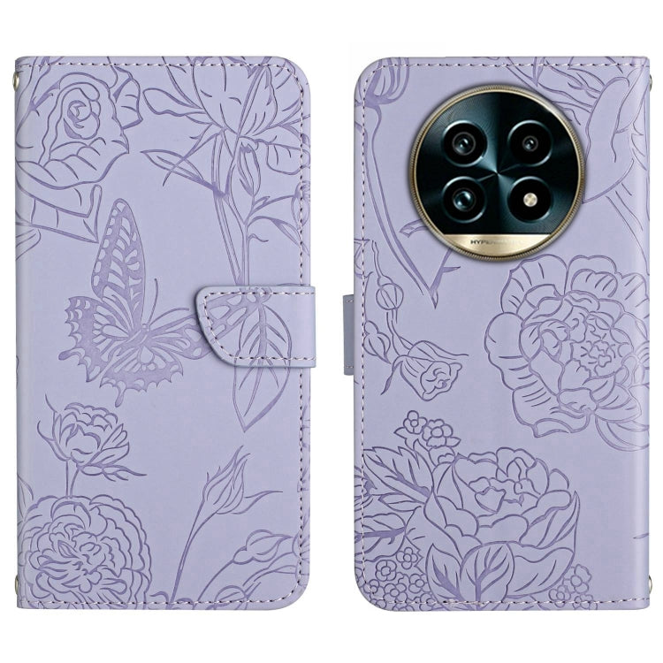 HT03 Cassa del telefono di cuoio di vibrazione impressa farfalla di sensibilità della pelle, For Realme C75 4G, For Realme 13+ 5G Global, For Realme 13 Pro 5G / 13 Pro+ 5G, For Realme C63 5G