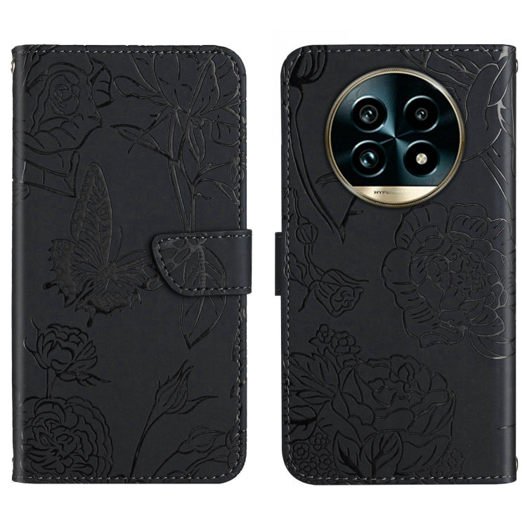 HT03 Cassa del telefono di cuoio di vibrazione impressa farfalla di sensibilità della pelle, For Realme C75 4G, For Realme 13+ 5G Global, For Realme 13 Pro 5G / 13 Pro+ 5G, For Realme C63 5G