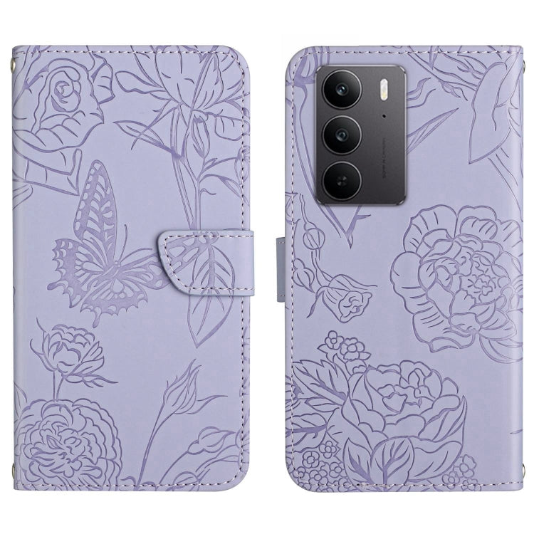 HT03 Cassa del telefono di cuoio di vibrazione impressa farfalla di sensibilità della pelle, For Realme C75 4G, For Realme 13+ 5G Global, For Realme 13 Pro 5G / 13 Pro+ 5G, For Realme C63 5G
