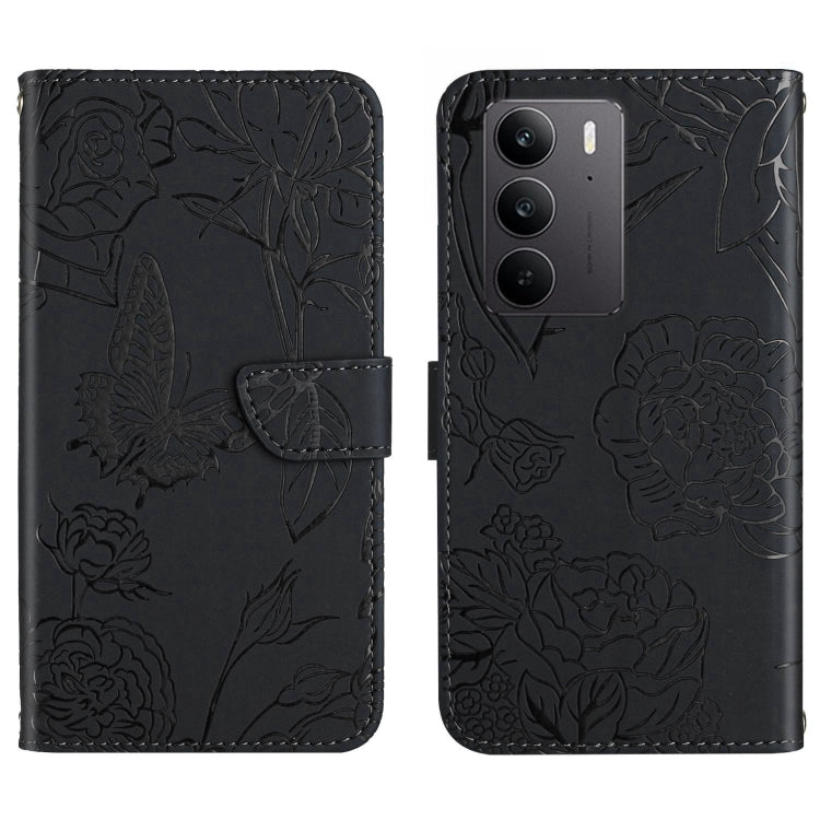 HT03 Cassa del telefono di cuoio di vibrazione impressa farfalla di sensibilità della pelle, For Realme C75 4G, For Realme 13+ 5G Global, For Realme 13 Pro 5G / 13 Pro+ 5G, For Realme C63 5G