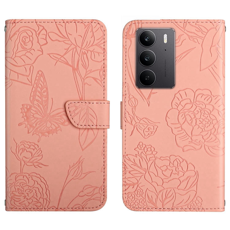 HT03 Cassa del telefono di cuoio di vibrazione impressa farfalla di sensibilità della pelle, For Realme C75 4G, For Realme 13+ 5G Global, For Realme 13 Pro 5G / 13 Pro+ 5G, For Realme C63 5G